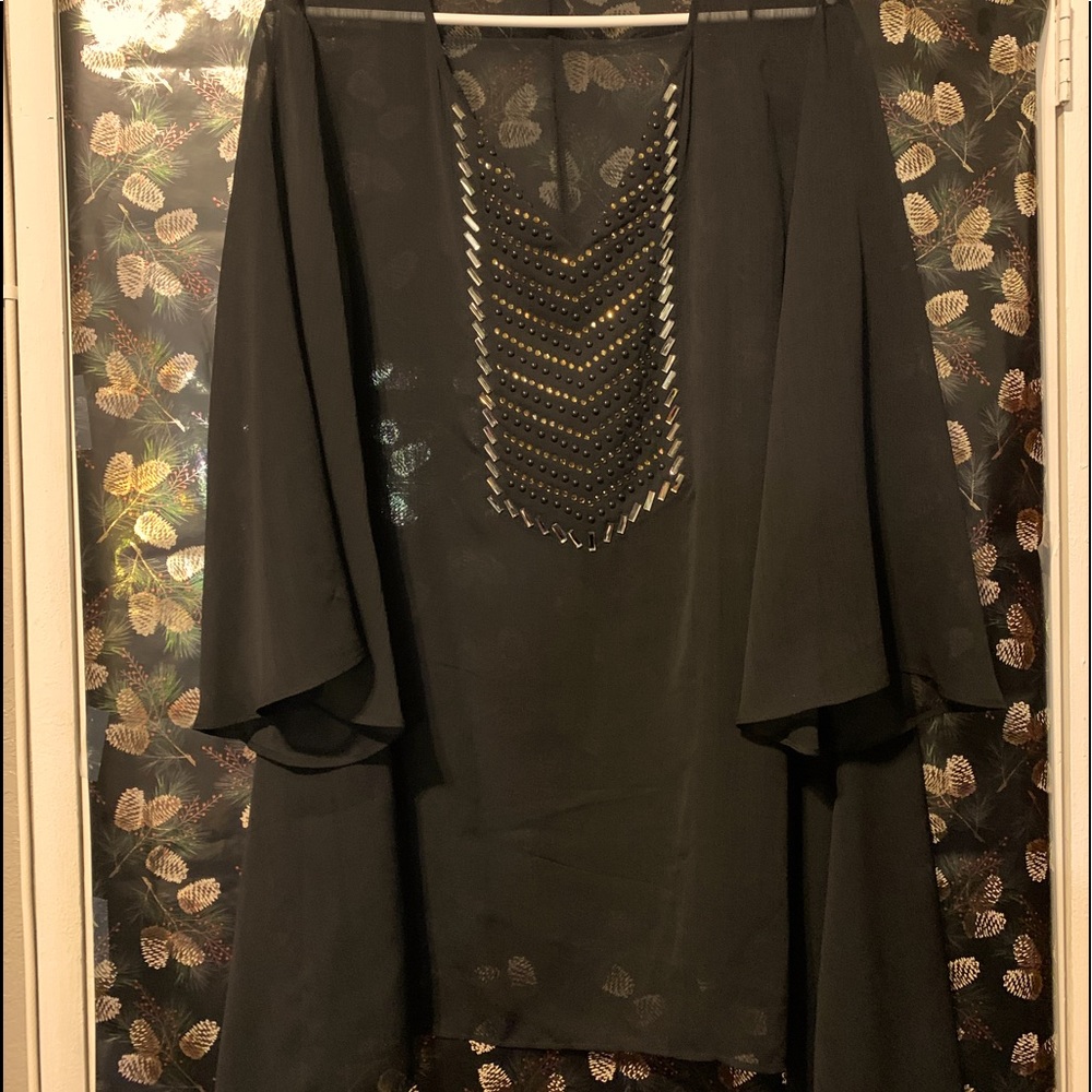 Rose & Olive - Women’s Black Bedazzled Sheer Too - $25